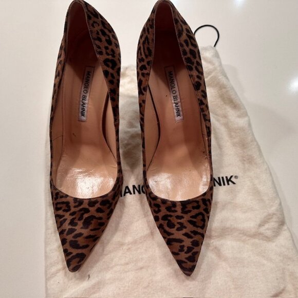 SUEDE ANIMAL PRINT MANOLO BLAHNIK LADIES SHOES (SIZE 38.5) US 7.5 - Picture 4 of 4